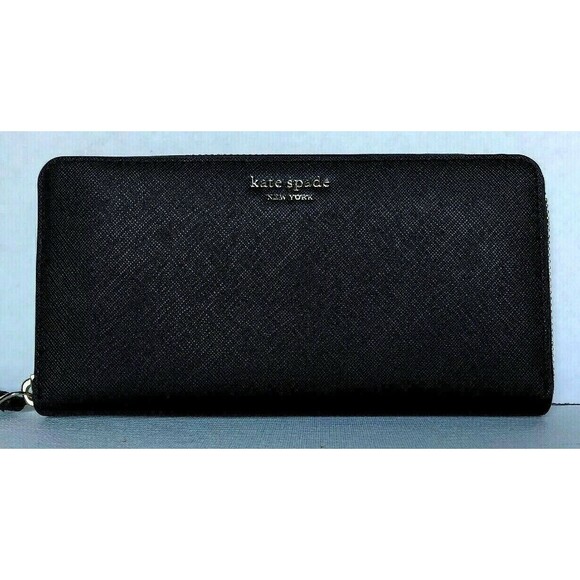 New Kate Spade Cameron Large Continental Wallet Saffiano Leather Black - Picture 7 of 7